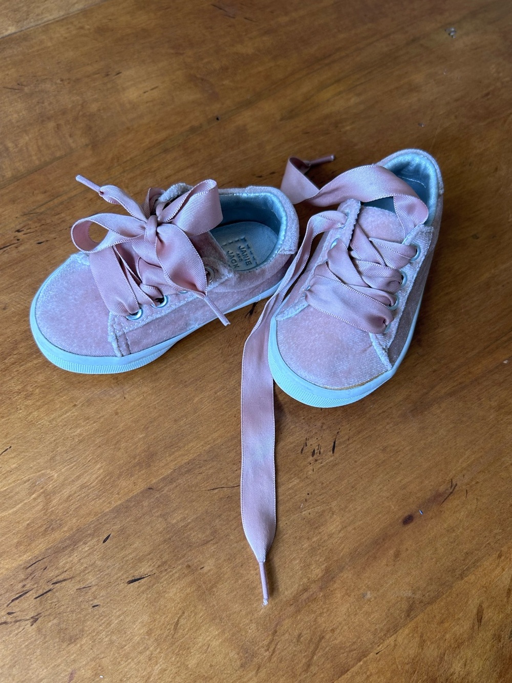 Janie and Jack Pink Velvet Sneakers, Size 4